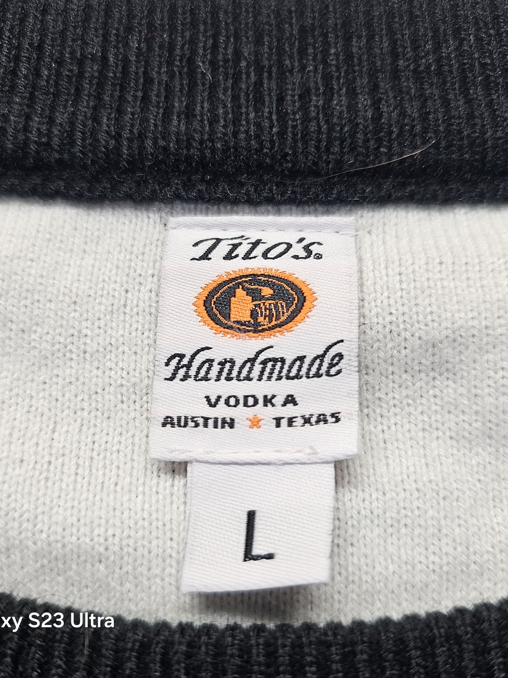 Men's Crewneck Sweater - Black/White/Orange - Picture 2 of 6